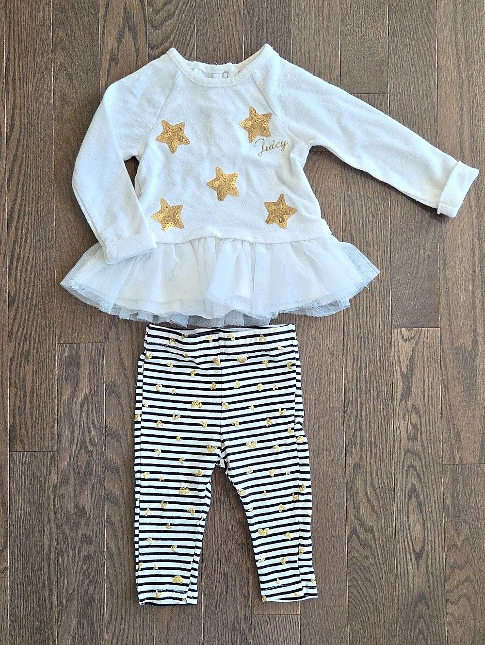 Juicy Couture Baby 12M Striped Party Set